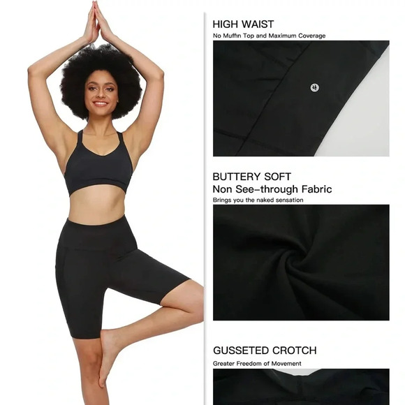 Move Beyond Buttery Soft Women's 8'' High Waist Workout Yoga Shorts - Picture 4 of 5